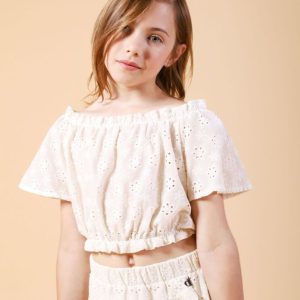 Dixie camisa calada cropped de algodon puro