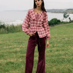 Silbon pantalon denim cinturon trenza granate