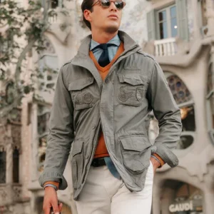Silbon chaqueta militar parches dye verde