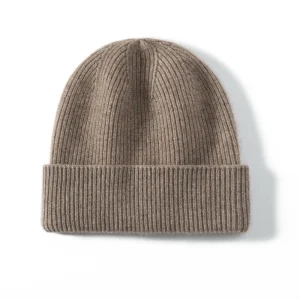 Gorro unisex de punto trenzado de cachemira con puños acanalados Gorro de invierno de cachemira