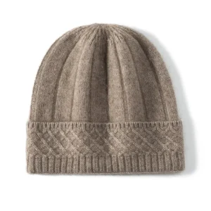 Cable de mujer Knit Cashmere Beanie Hat Cashmere Capbed puños acogedores