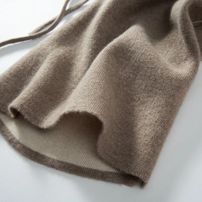 Gorro con capucha de pasamontañas de cachemira pura para mujeres y hombres - Imagen 7