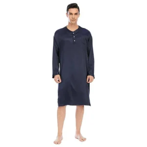 Noche de noches de seda 100% masculina Henley Nightwear de seda