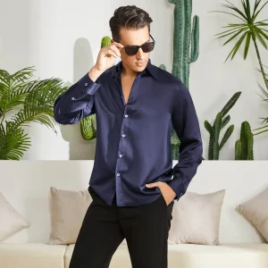 Camisa de seda para hombres de 100% de morera