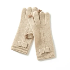 Guantes de lazo de cachemir puro guantes para mujer con puntas de pantalla táctil