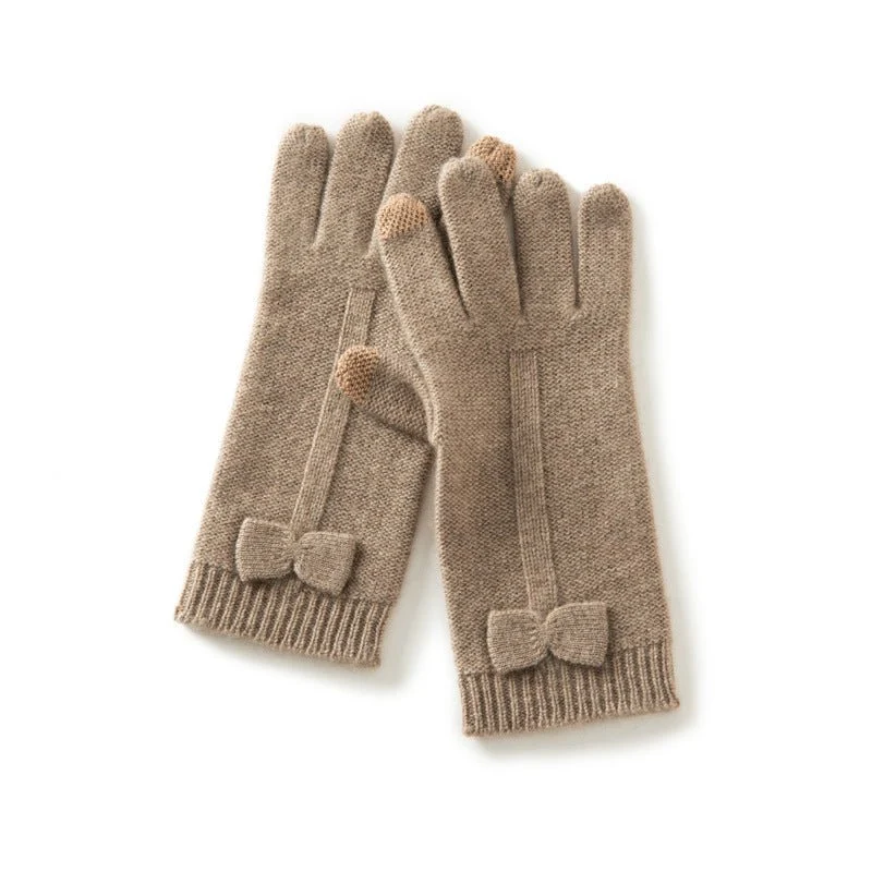 Guantes de lazo de cachemir puro guantes para mujer con puntas de pantalla táctil - Imagen 3