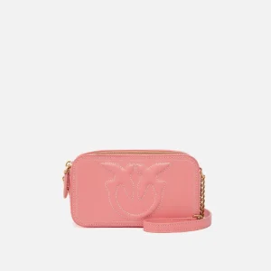 Pinko bolso bandolera pequeño con logotipo en relieve rosa