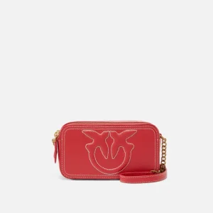 Pinko bolso bandolero rojo pequeño con logotipo love birds en relieve