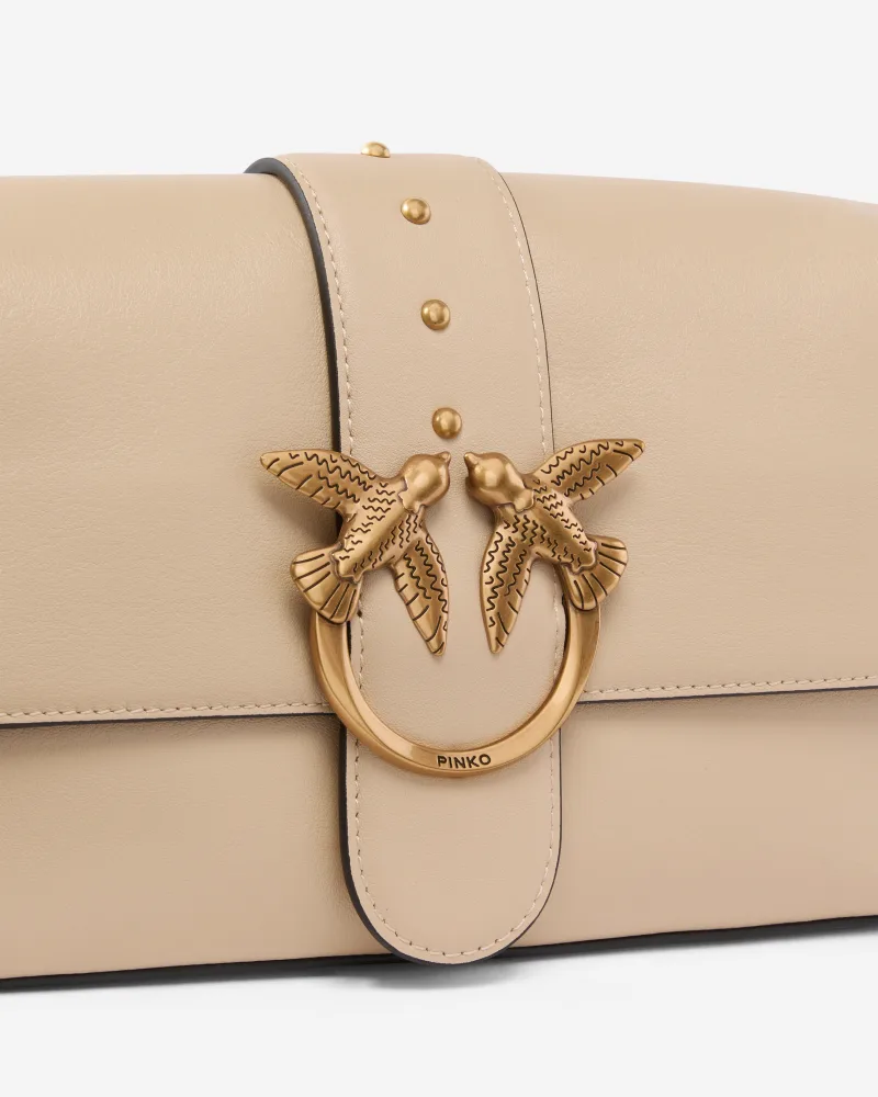 Pinko bolso de hombro desestructurado piel love birds camel - Imagen 4