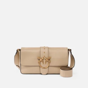 Pinko bolso de hombro desestructurado piel love birds camel
