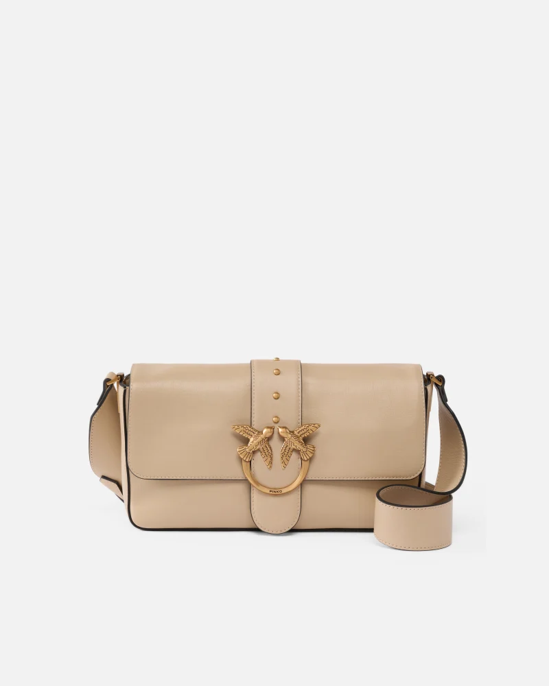 Pinko bolso de hombro desestructurado piel love birds camel - Imagen 2