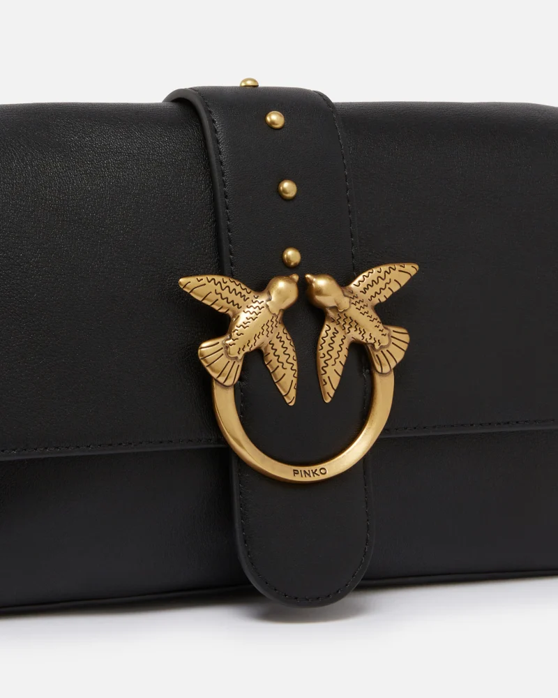 Pinko bolso hombro desestructurado piel love bag negro - Imagen 4