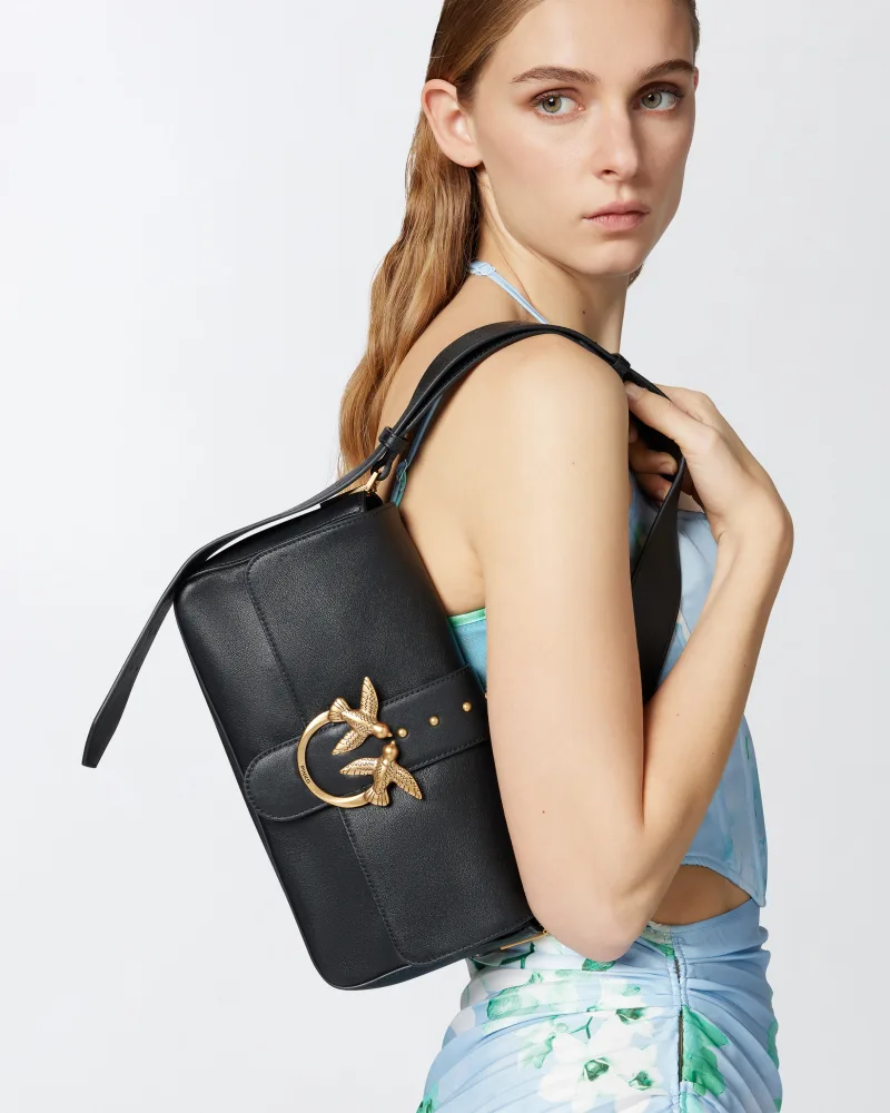 Pinko bolso hombro desestructurado piel love bag negro - Imagen 7
