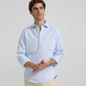 Silbon camisa polera sport oxford celeste
