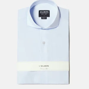 Silbon camisa vestir celeste clara puño simple