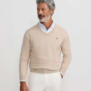 Silbon jersey classic cuello pico beige