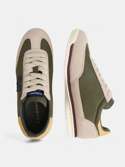 Silbon zapatilla vintage verde beige - Imagen 7