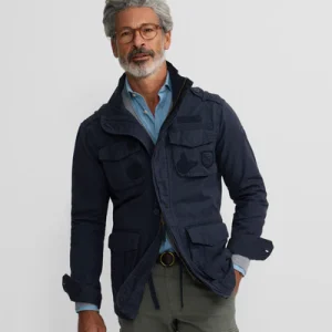 Silbon chaqueta militar parches dye azul marino