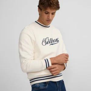 Silbon sudadera retro lettering crema
