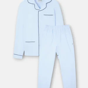 Silbon pijama camisero pata de gallo celeste