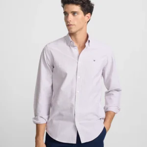Silbon camisa sport oxford raqueta rayas burdeos