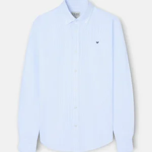 Silbon camisa sport oxford raqueta rayas ancha celeste