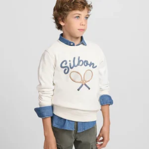 Silbon sudadera kids raqueta junior crema