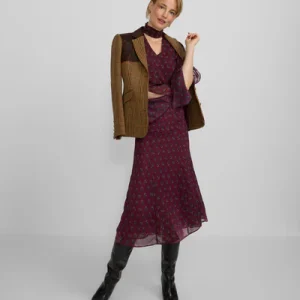 Silbon falda midi estampado motivos burdeos