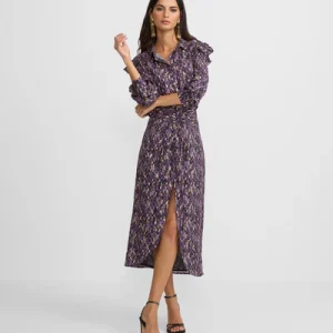 Silbon falda midi abertura estampado ikat morados