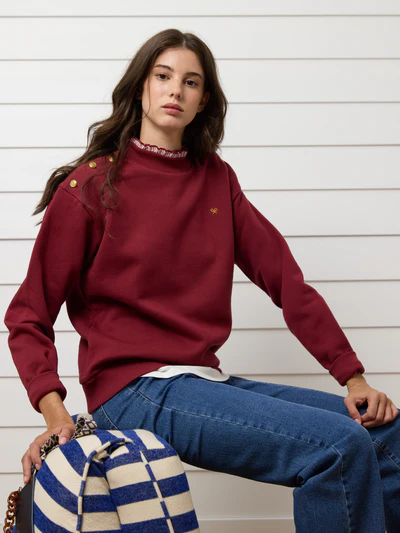 Silbon woman cuello volante burdeos