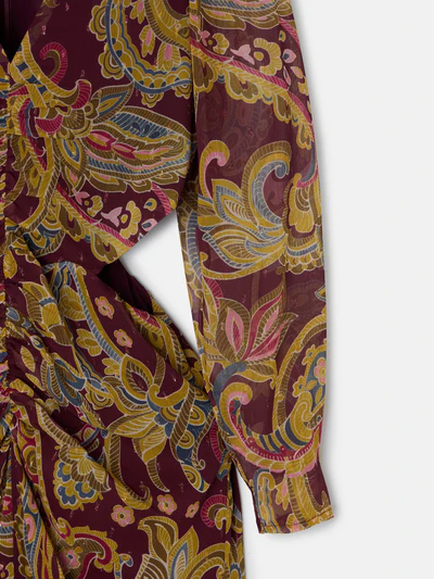 Silbon vestido largo abertura estampado cachemir burdeos - Imagen 8