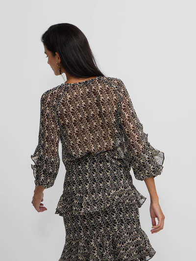 Silbon blusa volantes estampado negro - Imagen 6