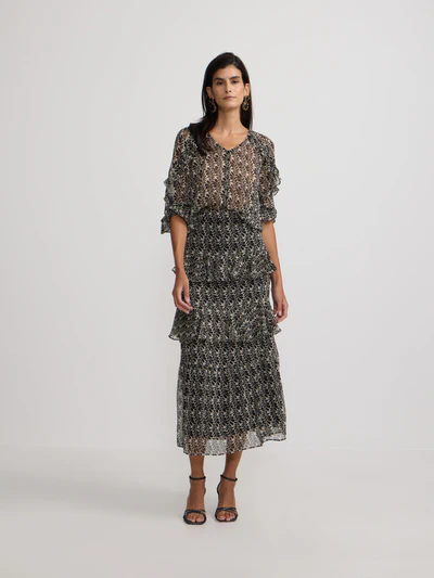 Silbon blusa volantes estampado negro - Imagen 5