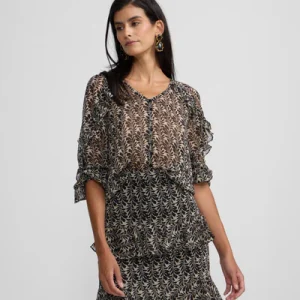 Silbon blusa volantes estampado negro