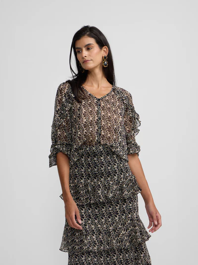 Silbon blusa volantes estampado negro