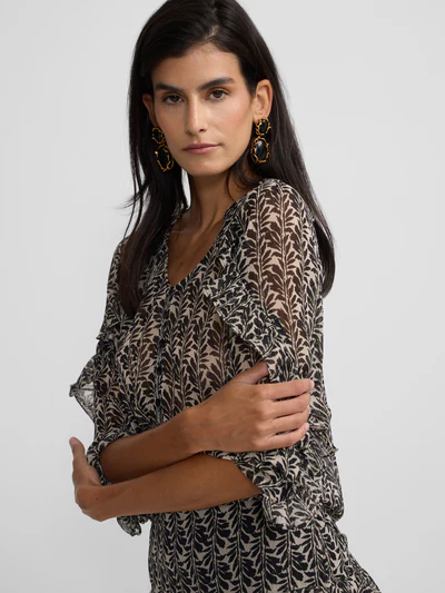 Silbon blusa volantes estampado negro - Imagen 3
