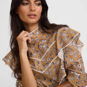 Silbon blusa volantes estampado floral camel