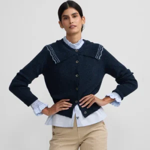 Silbon cardigan cuello bobo contrastes marino