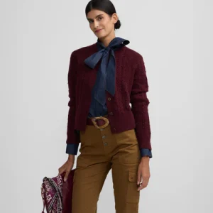 Silbon cardigan punto ochos burdeos