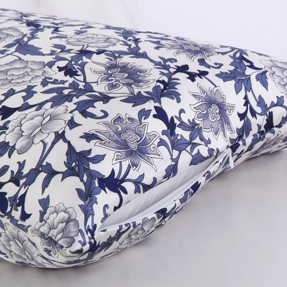19 Momme Funda de almohada de seda para ama de casa Fundas de almohada de seda con estampado floral y cremallera oculta - Imagen 3