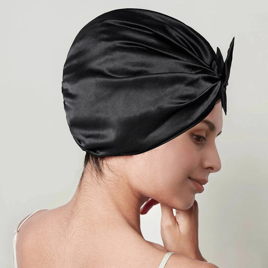 Mujeres elegantes bowknot silk tapas de sueño de seda turbante de arco de seda - Imagen 6