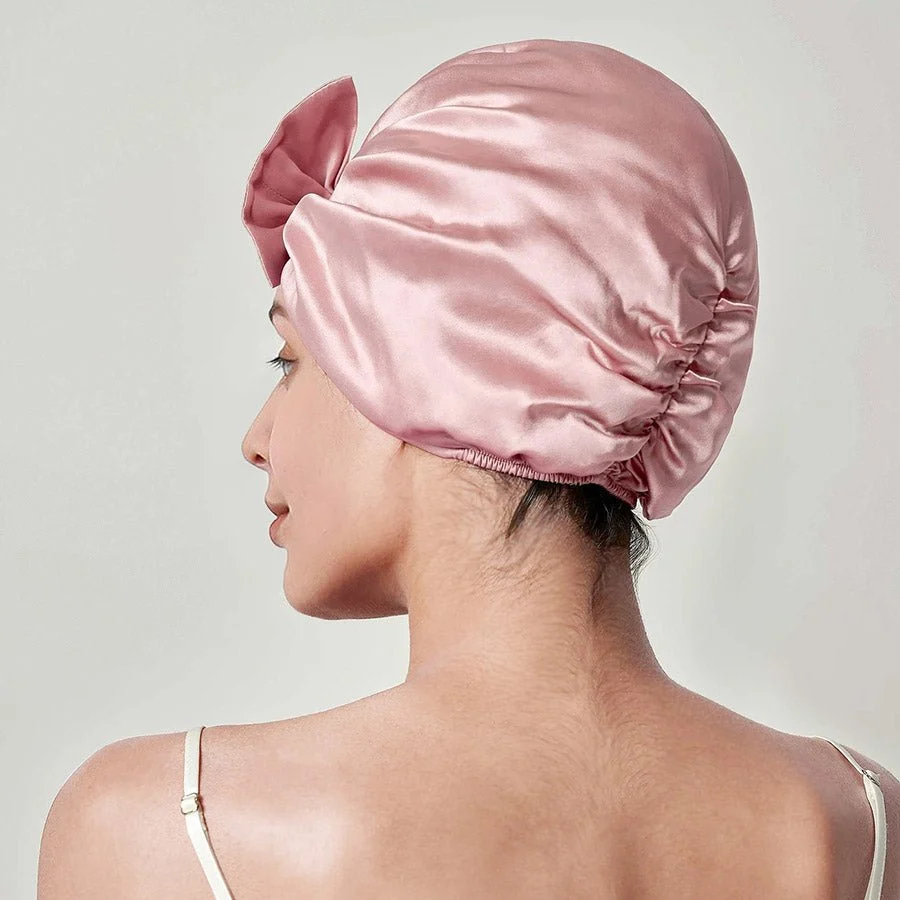 Mujeres elegantes bowknot silk tapas de sueño de seda turbante de arco de seda - Imagen 9