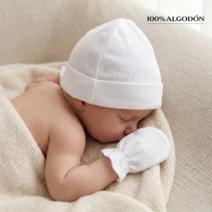 2100B GORRITO Y MANOPLAS ALGODÓN BLANCO