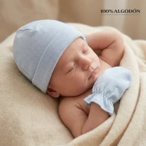 2100A GORRITO Y MANOPLAS ALGODÓN AZUL