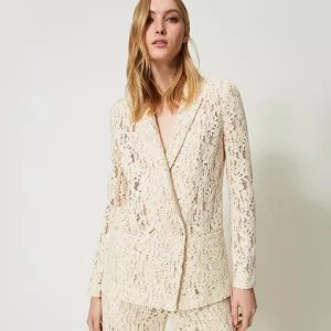 Twinset chaqueta blazer de encaje macrame