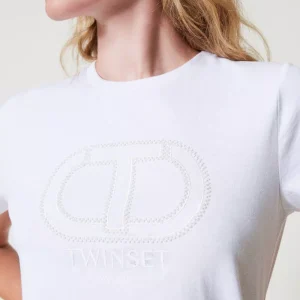 Twinset camiseta con bordado logo oval T