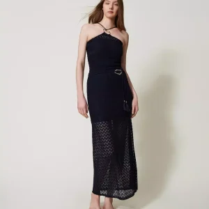 Twinset falda midi de ganchillo marino