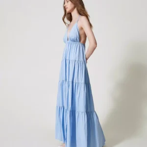 Twinset vestido largo de popelina con volantes
