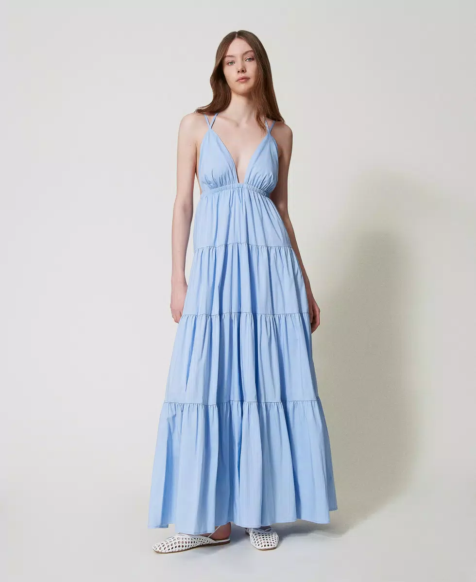 Twinset vestido largo de popelina con volantes - Imagen 4