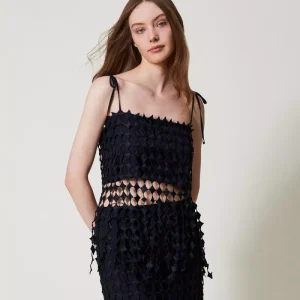 Twinset top cropped de ganchillo
